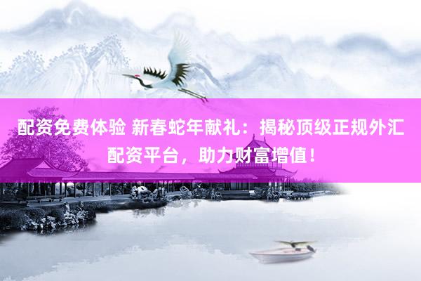配资免费体验 新春蛇年献礼：揭秘顶级正规外汇配资平台，助力财富增值！